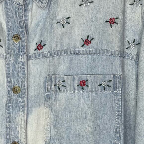 Vintage Sasson Chambray Embroidered Shirt - Picture 4 of 9